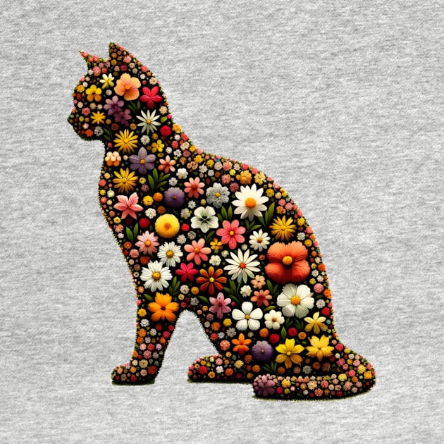 Floral Feline: Blossoming Cat Silhouette by Ingridpd